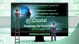  Presentation with machine learning - PPT layouts enhanced with brain signal - cognitive computing and machine learning background and a ocean colored foreground