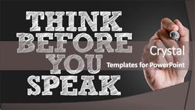  Presentation with think - Slides consisting of brain speech - hand writing the text think background and a gray colored foreground