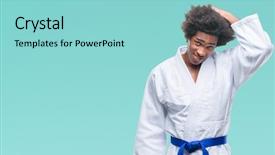  Presentation with native american dream cather - Slides having brain sports - afro american man wearing karate background and a  colored foreground