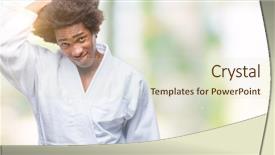  Presentation with karate - Beautiful presentation theme featuring brain sports - afro american man wearing karate backdrop and a  colored foreground