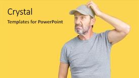  Presentation with question - Amazing PPT theme having brain sports - handsome middle age hoary senior backdrop and a  colored foreground