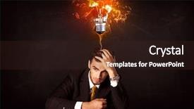  Presentation with bulb brain - PPT theme featuring brain stress - depressed businessman sitting background and a wine colored foreground