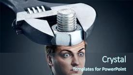  Presentation with gray - Presentation theme consisting of brain stress - thoughtful businessman portrait isolated background and a tawny brown colored foreground