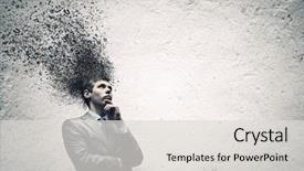  Presentation with brain thinking - Slides having brain stress - young troubled businessman thinking background and a light gray colored foreground