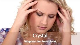  Presentation with woman and drugs - Theme consisting of brain stress - young woman having a headache background and a coral colored foreground