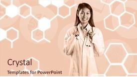  Presentation with doctor asian - Beautiful presentation theme featuring brain structure - asian doctor holding stethoscope backdrop and a  colored foreground