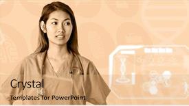  Presentation with brain structure - Presentation theme having brain structure - asian nurse with stethoscope looking background and a  colored foreground