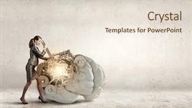  Presentation with brain structure - Slide set enhanced with brain structure - young businesswoman fixing gears mechanism background and a lemonade colored foreground