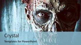  Presentation with scary halloween - PPT layouts featuring brain teeth - close-up portrait of a horrible background and a light blue colored foreground