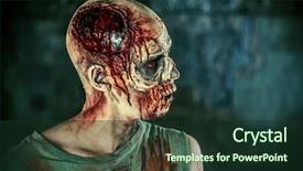  Presentation with scary halloween - Slide deck having brain teeth - close-up portrait of a horrible background and a tawny brown colored foreground