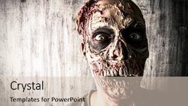  Presentation with scary halloween - Slide deck having brain teeth - close-up portrait of a horrible background and a soft green colored foreground