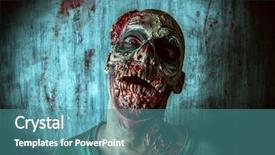  Presentation with scary halloween - Slide deck enhanced with brain teeth - close-up portrait of a horrible background and a teal colored foreground