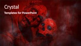  Presentation with zombie - Presentation design consisting of brain teeth - frightening bloody zombie man background and a wine colored foreground