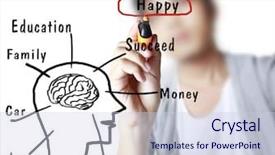  Presentation with study - PPT layouts consisting of brain think - young man writing a study background and a sky blue colored foreground