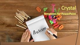  Presentation with autism hands - PPT layouts enhanced with brain trauma - autism hands writing the word background and a tawny brown colored foreground