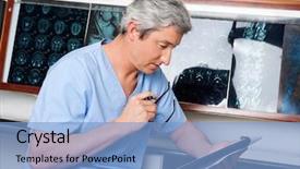  Presentation with medical brain - PPT layouts enhanced with brain tumor - mature male medical professional background and a light blue colored foreground