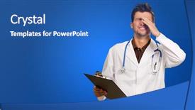  Presentation with blue - Audience pleasing presentation theme consisting of brain tumor - portrait of young frustrated doctor backdrop and a teal colored foreground