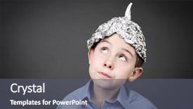  Presentation with brain waves - Colorful presentation enhanced with brain waves - boy in a tin foil backdrop and a dark gray colored foreground
