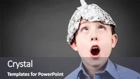  Presentation with brain waves - Beautiful slides featuring brain waves - boy in a tin foil backdrop and a dark gray colored foreground