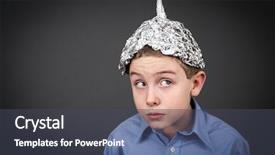  Presentation with brain waves - Beautiful PPT theme featuring brain waves - boy in a tin foil backdrop and a dark gray colored foreground