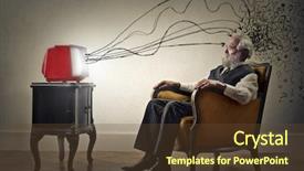  Presentation with elderly - Presentation design consisting of brain waves - brainwashed elderly man background and a tawny brown colored foreground