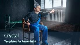  Presentation with casting aluminum - Audience pleasing PPT theme consisting of brain waves - man in aluminum foil helmet backdrop and a ocean colored foreground