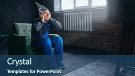  Presentation with brain waves - Slide set with brain waves - man in tinfoil cap watch background and a ocean colored foreground