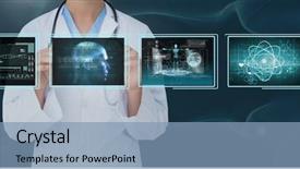  Presentation with medical - Slide set enhanced with brain waves - woman doctor interacting with medical background and a light blue colored foreground