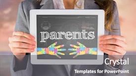  Presentation with black parents - Amazing presentation theme having brain waves - word parents and businesswoman showing backdrop and a gray colored foreground