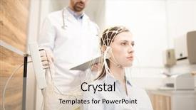  Presentation with brain waves - Slide set consisting of brain waves - young patient with electrode background and a lemonade colored foreground