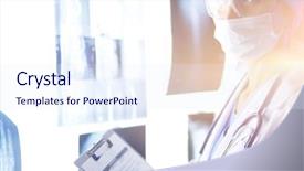  Presentation with doctor helps to get out of bed an elderly woman - Presentation featuring brain xray - image of attractive woman doctor background and a  colored foreground