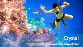  Presentation with coral reef - Presentation theme having brains fish - snorkeler diving along the brain background and a teal colored foreground