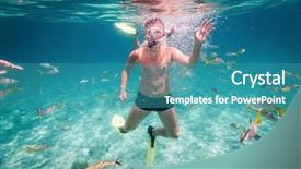  Presentation with brain and spinal cord - Slide deck enhanced with brains fish - snorkeler diving along the brain background and a  colored foreground