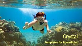  Presentation with coral - Theme with brains fish - snorkeler diving along the brain background and a tawny brown colored foreground