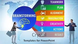  Presentation with solution - Presentation having brainstorming-concept-as-a-solution background and a light blue colored foreground