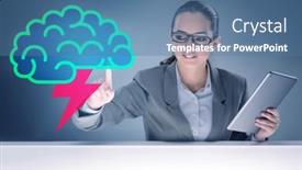  Presentation with solutions - PPT theme having brainstorming-concept-as-a-way background and a  colored foreground