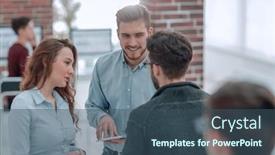  Presentation with corporation - Presentation enhanced with brainstorming-in-corporation background and a ocean colored foreground