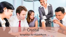  Presentation with team planning - Presentation design with brainstorming planning new project background and a coral colored foreground