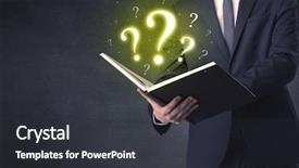  Presentation with question - Audience pleasing PPT layouts consisting of brainwashing - businessman holding a book backdrop and a  colored foreground