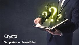  Presentation with question - Cool new slides with brainwashing - businessman holding a book backdrop and a dark gray colored foreground