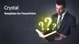  Presentation with question - Amazing slide set having brainwashing - businessman holding a book backdrop and a dark gray colored foreground