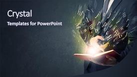  Presentation with brainwashing - PPT theme consisting of brainwashing - businessman holding book with letter background and a tawny brown colored foreground