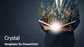  Presentation with brainwashing - Audience pleasing presentation design consisting of brainwashing - businessman holding book with letter backdrop and a wine colored foreground