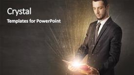  Presentation with kids reading book - Beautiful PPT theme featuring brainwashing - man holding and reading backdrop and a dark gray colored foreground