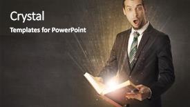  Presentation with brainwashing - Beautiful slide deck featuring brainwashing - man holding and reading backdrop and a  colored foreground