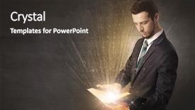  Presentation with kids reading book - Beautiful slides featuring brainwashing - man holding and reading backdrop and a dark gray colored foreground