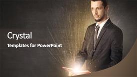  Presentation with kids reading book - Presentation theme enhanced with brainwashing - man holding and reading background and a dark gray colored foreground