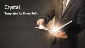  Presentation with kids reading book - Slide deck featuring brainwashing - man holding and reading background and a  colored foreground