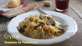 Presentation with cabbage - Presentation theme consisting of braised-cabbage-with-mushrooms background and a tawny brown colored foreground