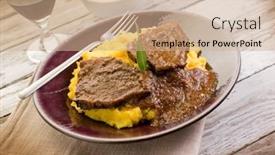  Presentation with meat - PPT layouts featuring braised-meat-with-porridge background and a coral colored foreground